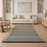 Multi-color and Patterns Bold Multi-Color Striped Geometric Area Rug