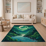 Wolf Moon Enchanted Valley Green Area Rug