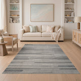 Geometric Modern Grey Horizontal Stripe Modern Area Rug
