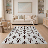 Stylized Tree Motif Brown Area Rug