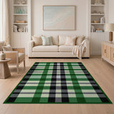 Green Green Black Plaid Rustic Farmhouse Area Rug