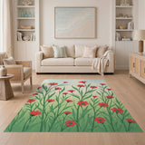 Whimsical Red Cosmos Meadow Area Rug