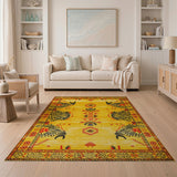 Yellow Southwestern Buffalo Motif Rug