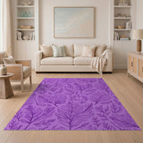 Purple Purple Fern Leaf Pattern Area Rug