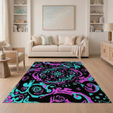 Psychedelic Neon Swirl Abstract Area Rug