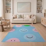 Playful Cartoon Smiley Faces Knit Area Rug