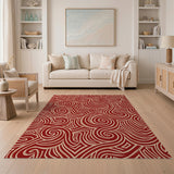 Abstract Area Red Swirl Abstract Area Rug