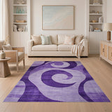 Geometric Modern Purple Swirl Geometric Area Rug
