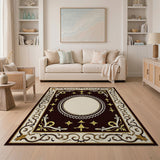 Ornate Gold Fleur-de-Lis Medallion Rug