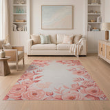 Blush Peony Floral Vintage Pink Area Rug