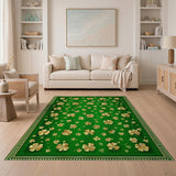 Green Golden Shamrocks Emerald Green Area Rug