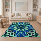 Blue Teal Persian Starburst Area Rug