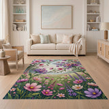 Pink Purple Wildflower Meadow Area Rug