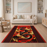 Red Fiery Red Dragon Area Rug