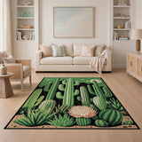 Moonlit Cacti Desert Night Green Rug