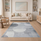 Grey Overlapping Circles Geometric Area Rug