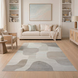 Beige and Neutral Beige Neutral Abstract Organic Shapes Rug