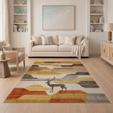 Abstract Geometric Deer Landscape Rug