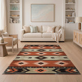 Brown and Tan Terracotta Southwestern Geometric Area Rug