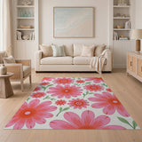 Vibrant Pink Floral Scatter Area Rug