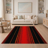 Geometric Modern Red Bold Red Black Geometric Stripe Area Rug