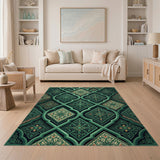 Emerald Green Intricate Persian Geometric Area Rug