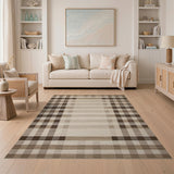 Brown and Tan Brown Tan Plaid Woven Area Rug