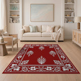 Red Persian Fir Tree Motif Area Rug