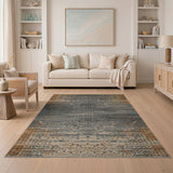 Grey Terracotta Geometric Tribal Area Rug