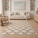 Cream and Terracotta Trellis Area Rug