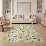 Vintage Yellow Roses Lattice Area Rug