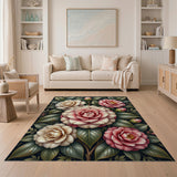 Vintage Pink Camellia Floral Area Rug