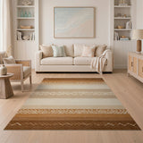 Brown Tan Striped Southwestern Area Rug