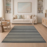 Black and White Black White Geometric Zigzag Area Rug