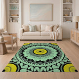 Mint Green Mandala Sunburst Area Rug
