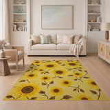 Vibrant Sunflower Garden Yellow Area Rug