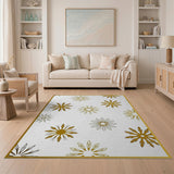 Golden Snowflake Geometric Area Rug