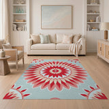 Vibrant Red Mandala Floral Area Rug