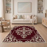 Red Ornate Scroll Area Rug