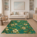 Emerald Green Floral Vine Area Rug