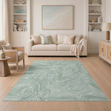 Green Green Contour Wave Abstract Area Rug