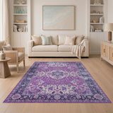 Elegant Purple Persian Floral Area Rug