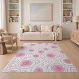 Vintage Pink Rose Swirl Floral Rug