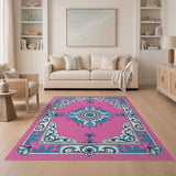 Traditional Persian Ornate Pink Mandala Area Rug
