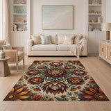 Orange Protea Floral Mandala Rug
