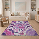 Floral Vintage Purple Purple Peony Floral Vintage Area Rug