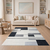 Black White Geometric Modern No. 18 Area Rug