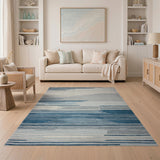 Blue Striped Geometric Area Rug