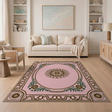 Pink Ornate Floral Vintage Area Rug
