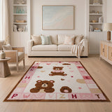Adorable Pink Alphabet Teddy Bear Kids Rug